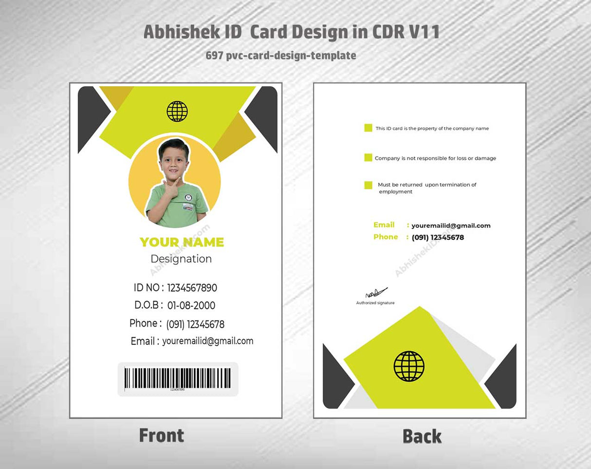 CorelDraw 11 ID Card Templates for PVC card specification layouts and commercial industrial credentialing