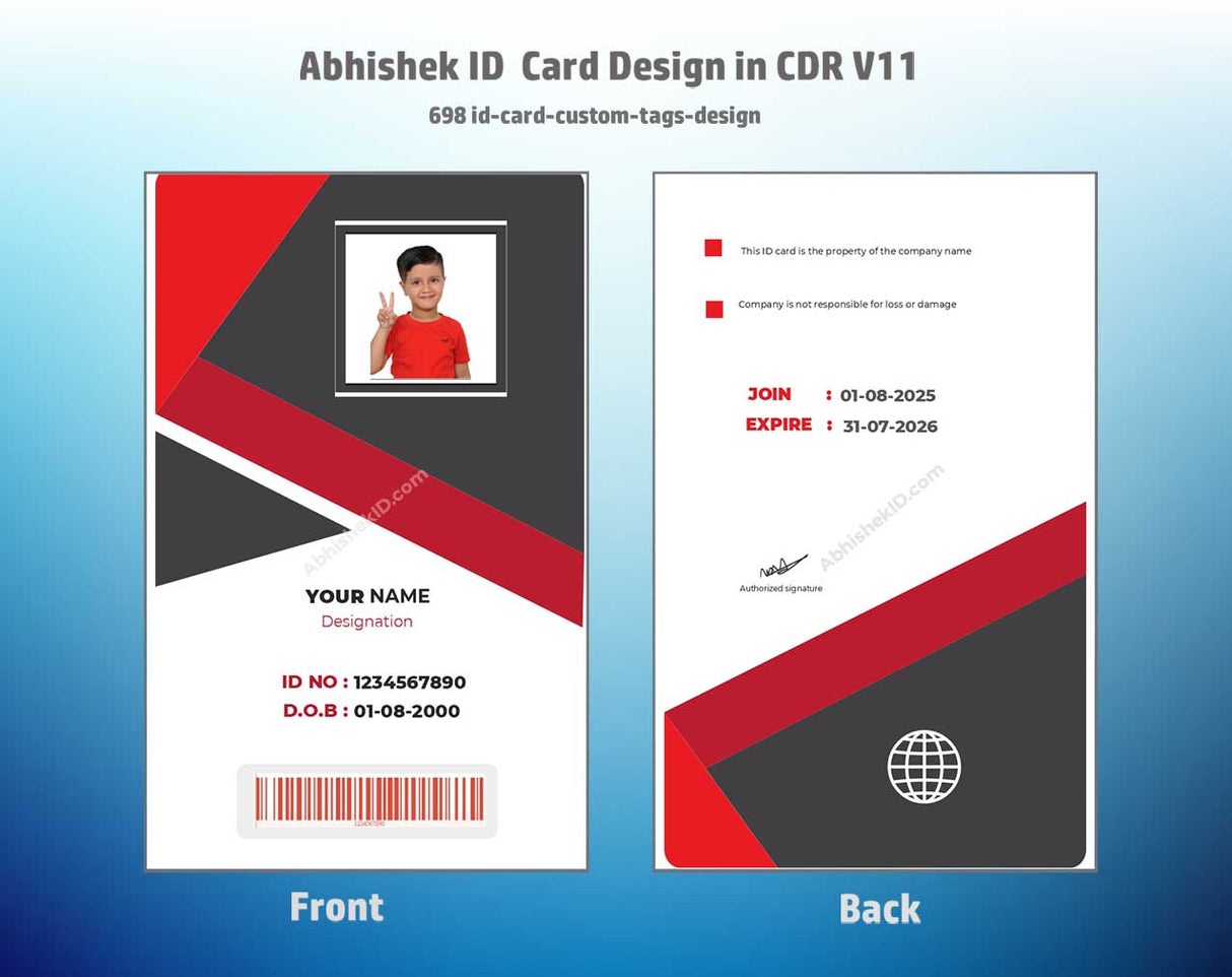 CorelDraw 11 ID Card Templates for custom ID tagging architectures and bulk secure enterprise identification