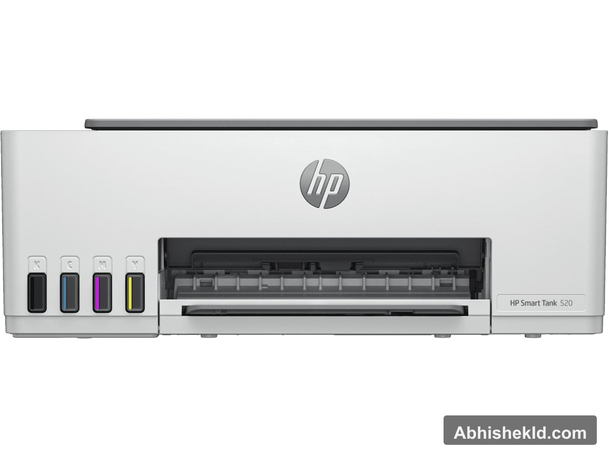 HP Smart Tank 500 all-in-one ink tank printer front view with integrated GT ink reservoirs