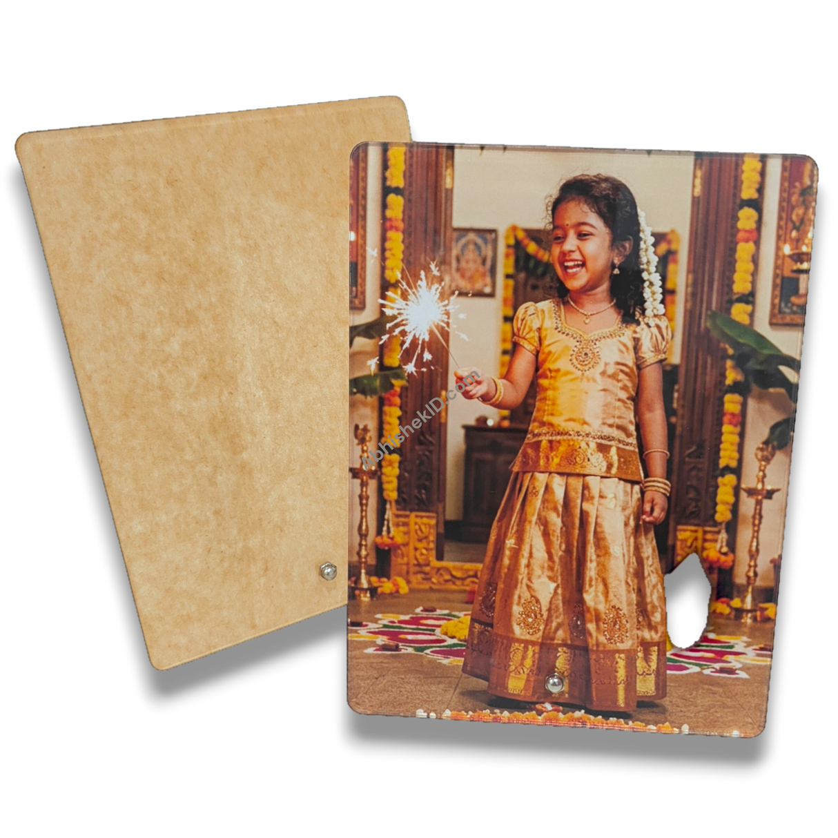 6x8 Inch Acrylic Photo Stand with Clear Gumming - 3mm Thick Clear Acrylic - Front View