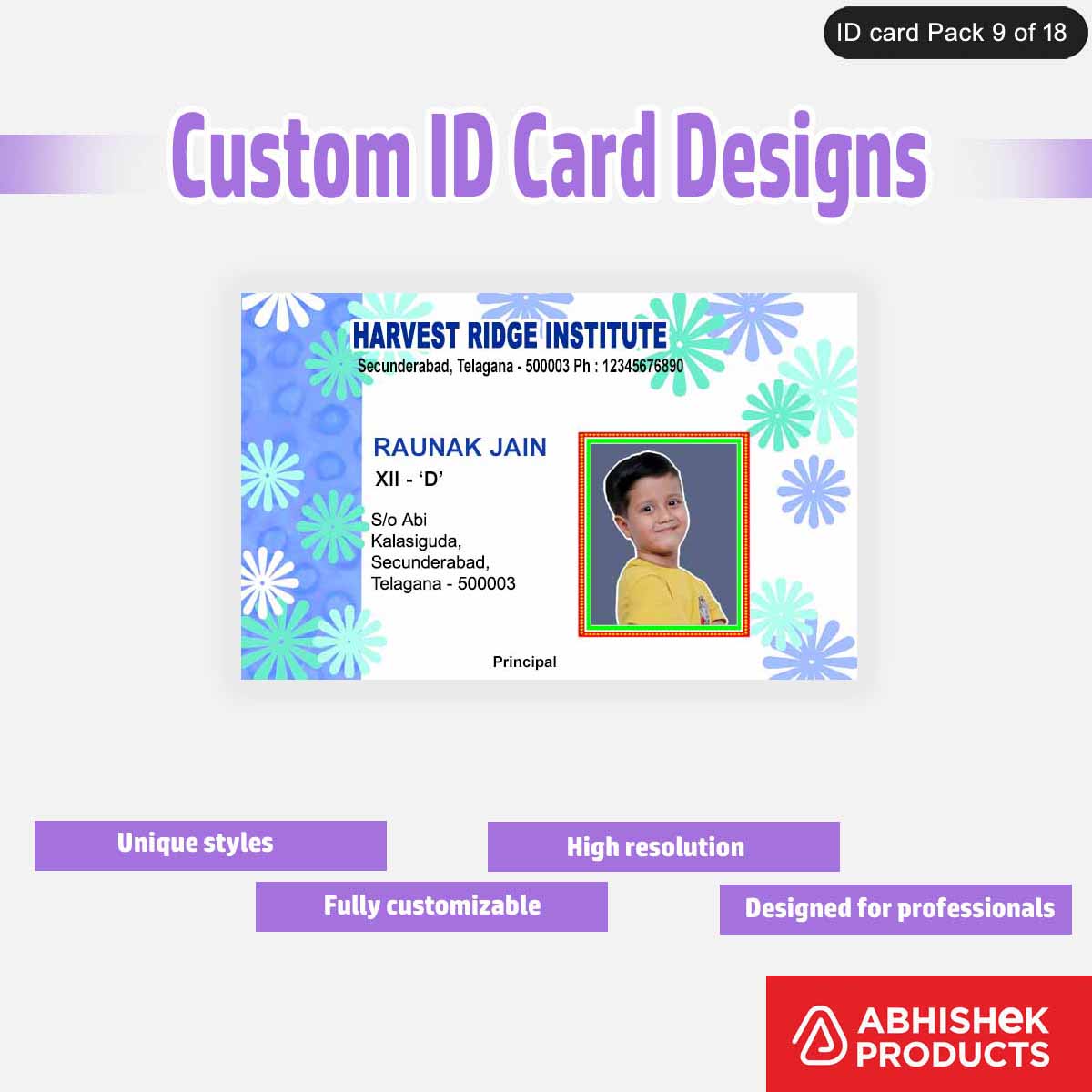 50 Custom ID Card Designs | Editable PSD Templates - View 40 - abhishekid.com