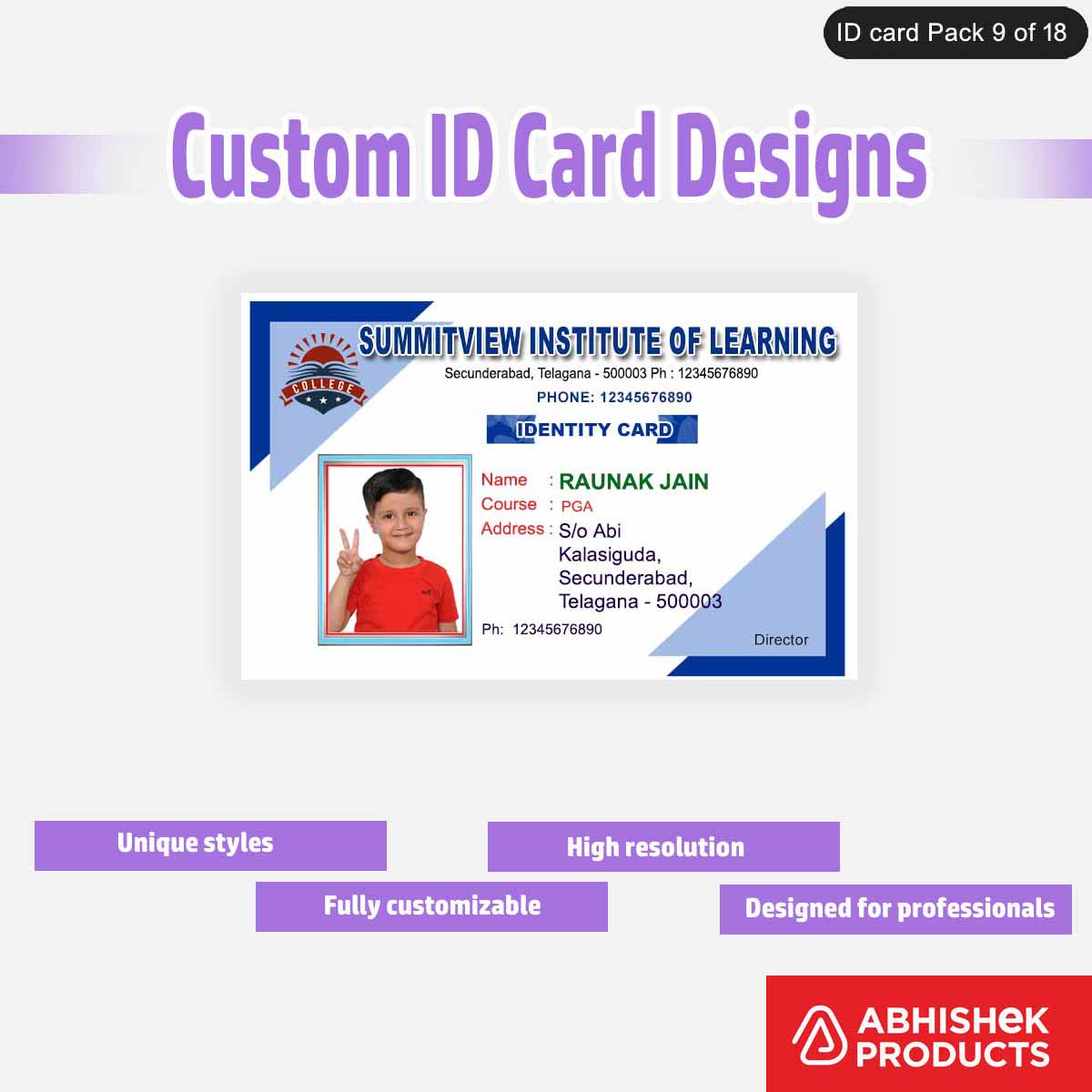50 Custom ID Card Designs | Editable PSD Templates - View 36 - abhishekid.com