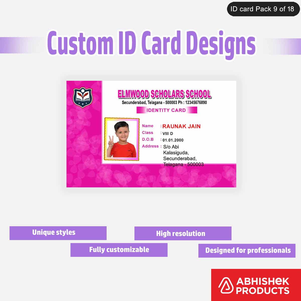 50 Custom ID Card Designs | Editable PSD Templates - View 35 - abhishekid.com