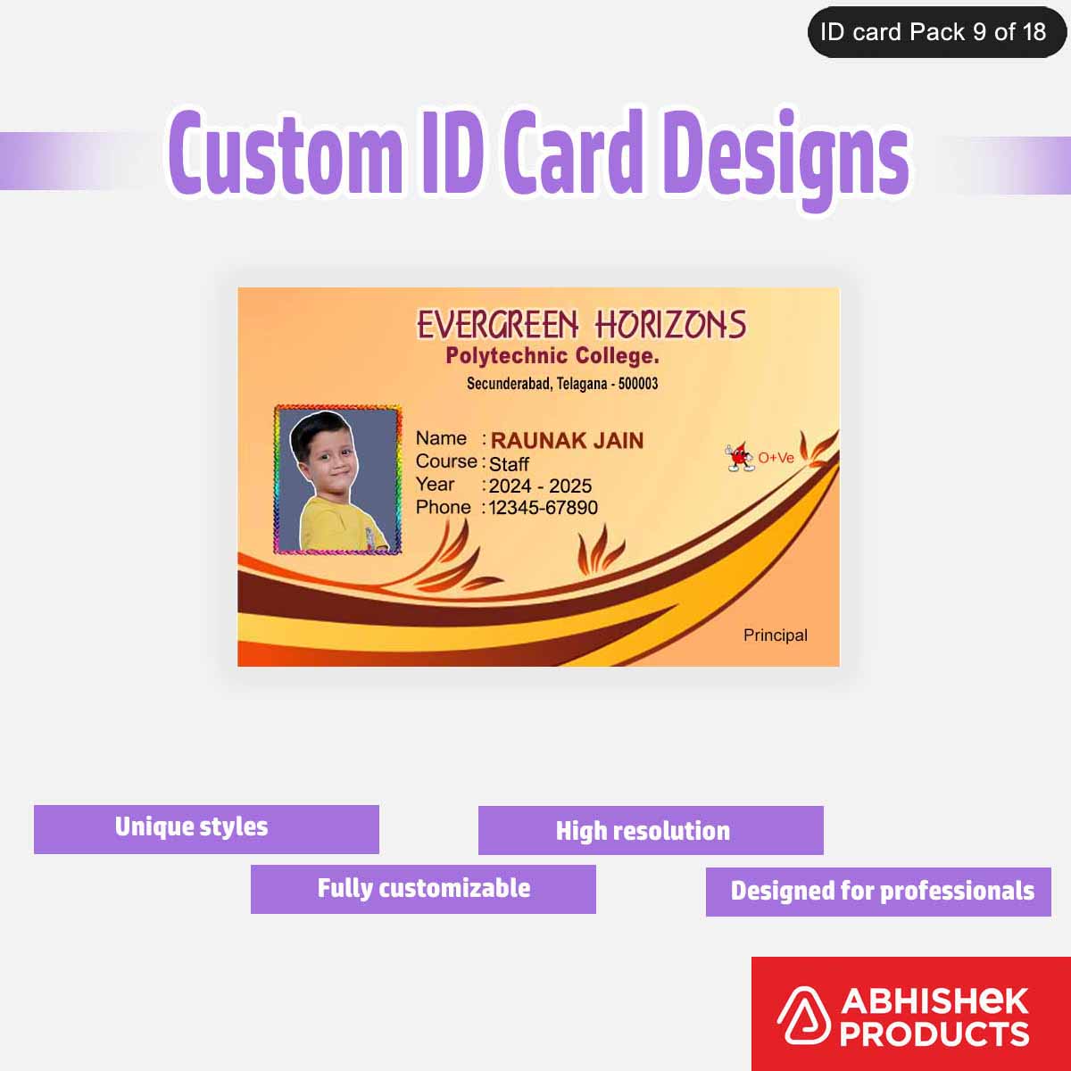 50 Custom ID Card Designs | Editable PSD Templates - View 32 - abhishekid.com