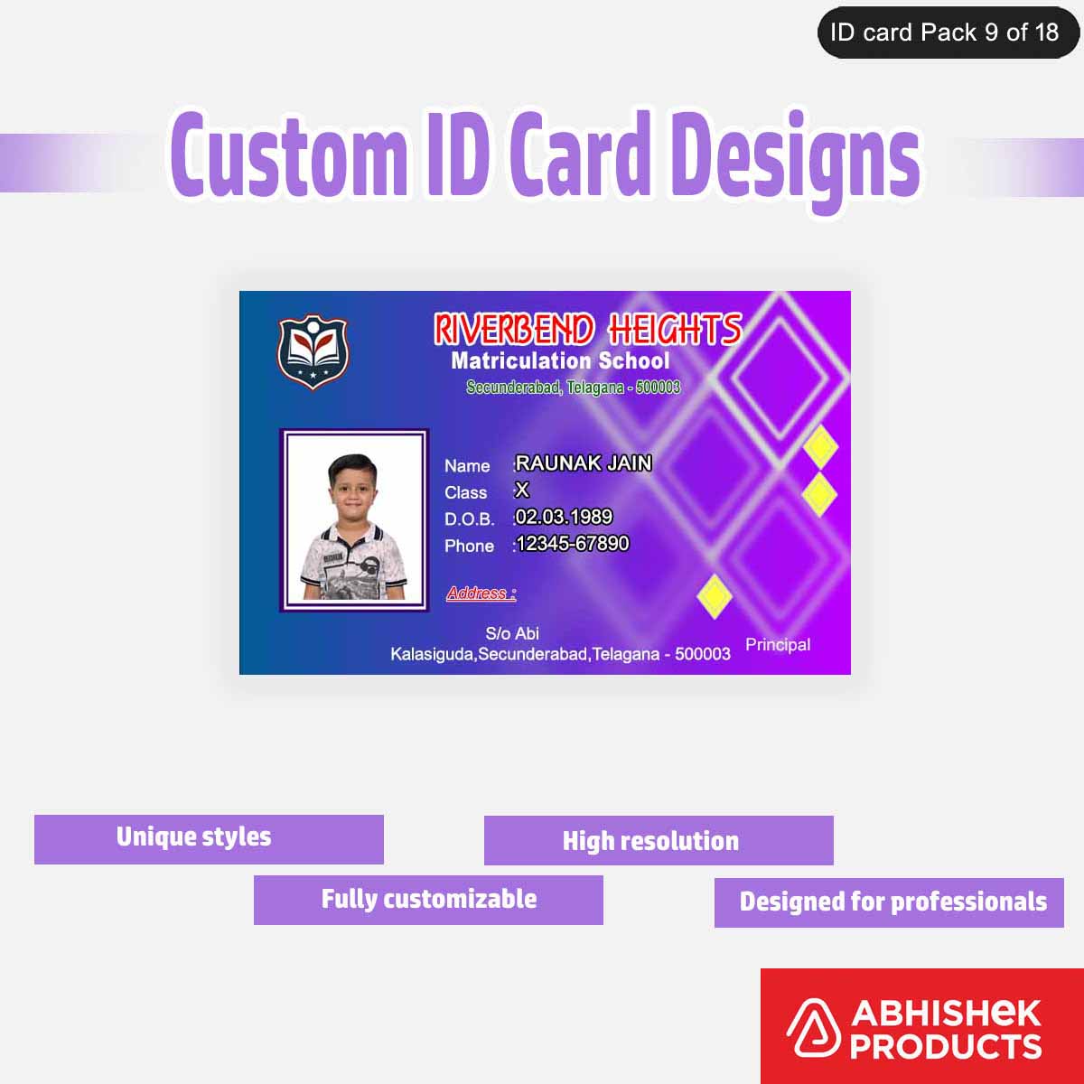 50 Custom ID Card Designs | Editable PSD Templates - View 31 - abhishekid.com