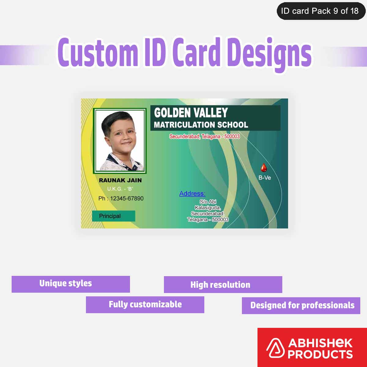 50 Custom ID Card Designs | Editable PSD Templates - View 30 - abhishekid.com