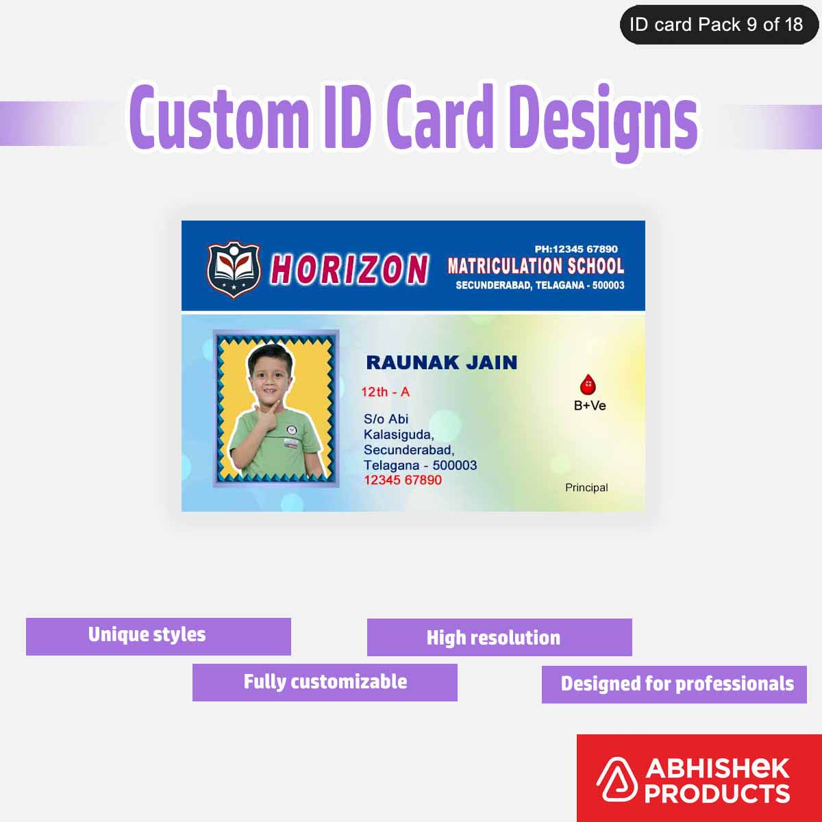 50 Custom ID Card Designs | Editable PSD Templates - View 29 - abhishekid.com