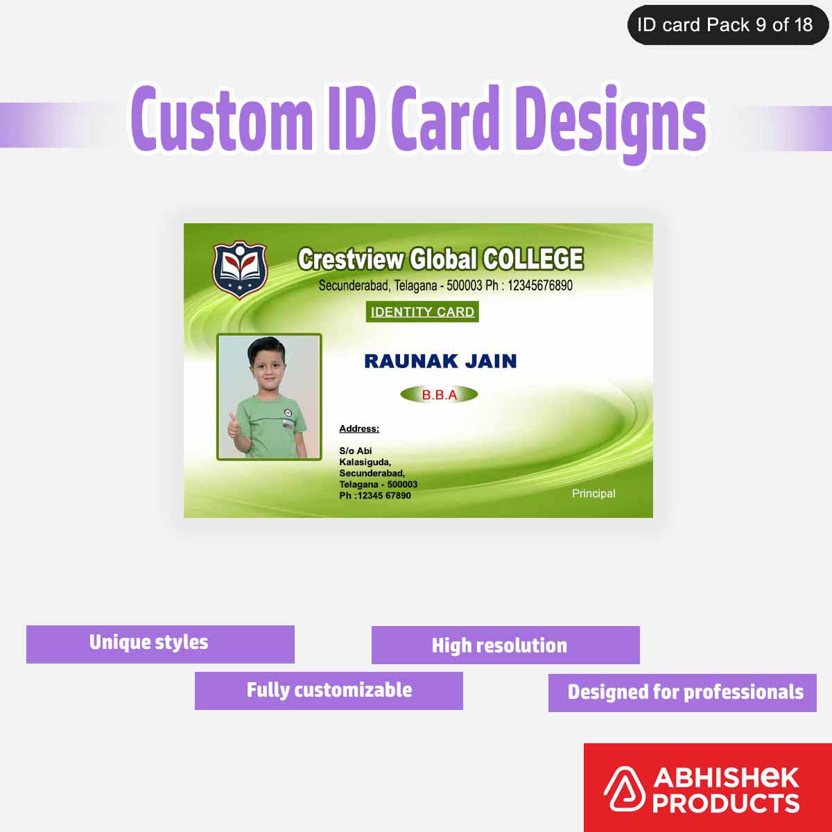 50 Custom ID Card Designs | Editable PSD Templates - View 28 - abhishekid.com