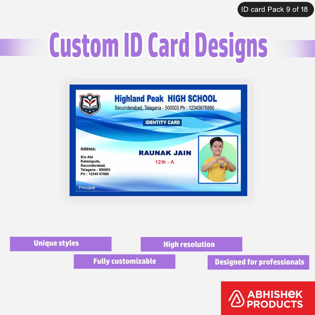 50 Custom ID Card Designs | Editable PSD Templates - View 27 - abhishekid.com