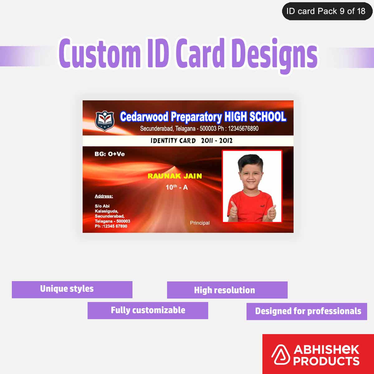 50 Custom ID Card Designs | Editable PSD Templates - View 26 - abhishekid.com