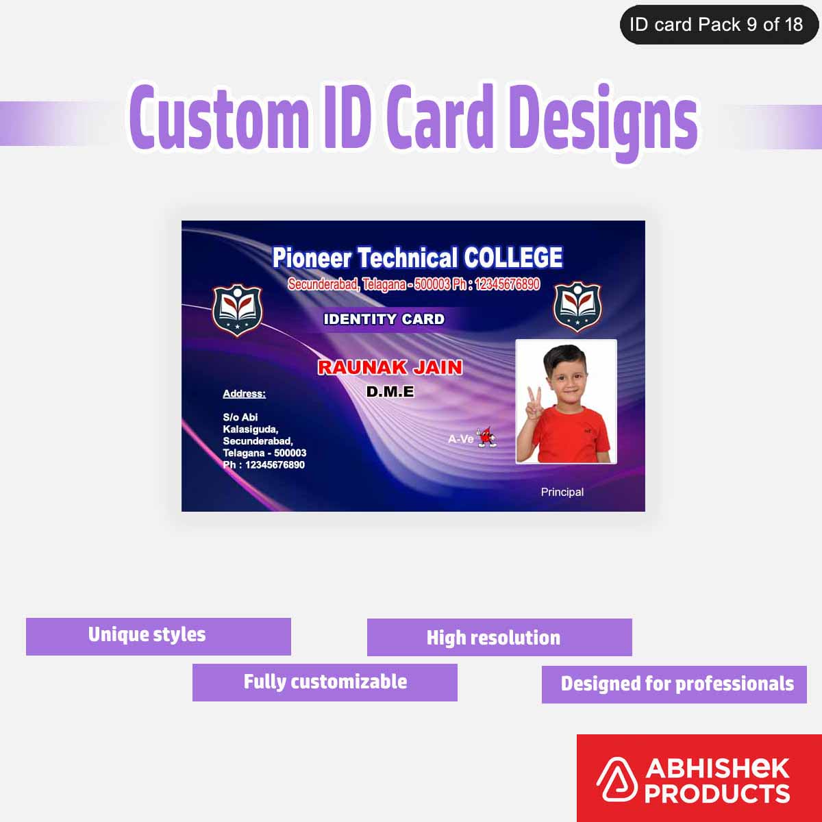 50 Custom ID Card Designs | Editable PSD Templates - View 24 - abhishekid.com