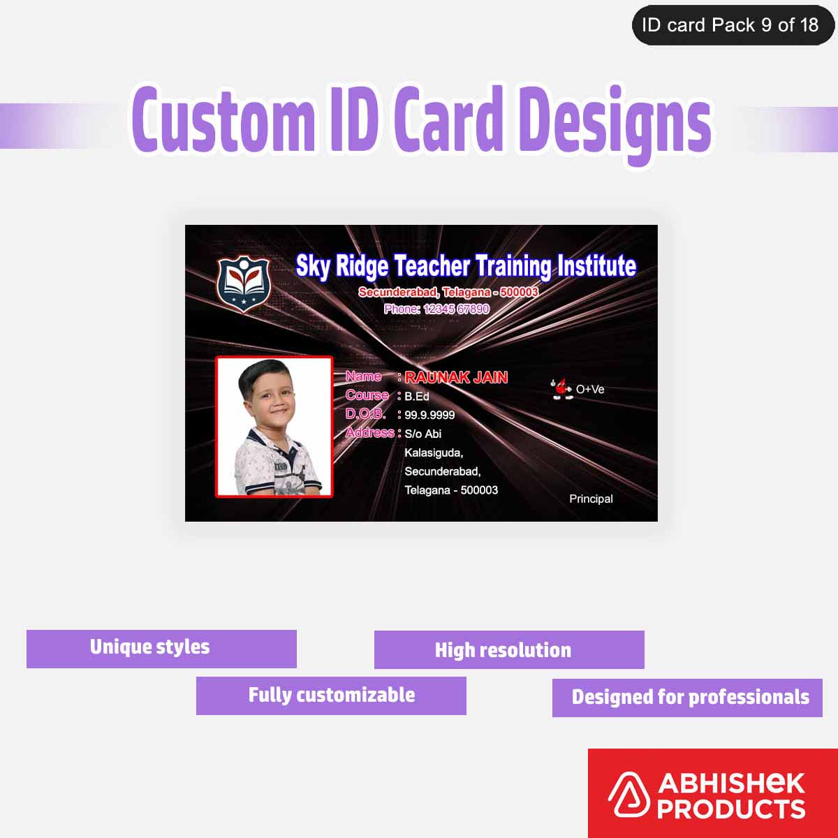 50 Custom ID Card Designs | Editable PSD Templates - View 23 - abhishekid.com