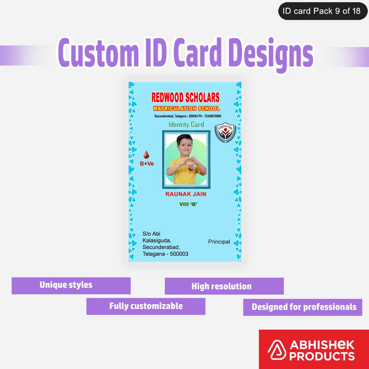 50 Custom ID Card Designs | Editable PSD Templates - View 49 - abhishekid.com