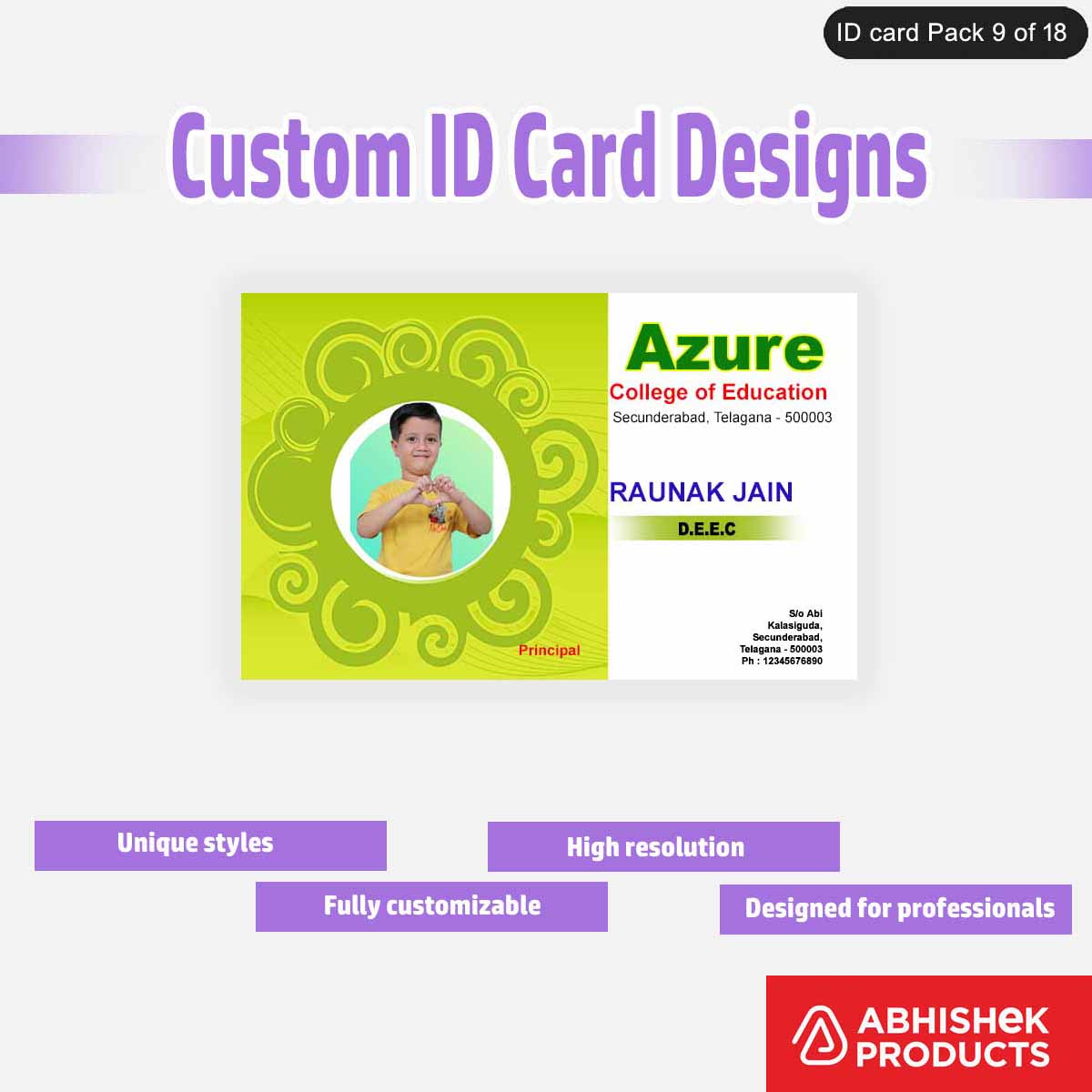 50 Custom ID Card Designs | Editable PSD Templates - View 21 - abhishekid.com