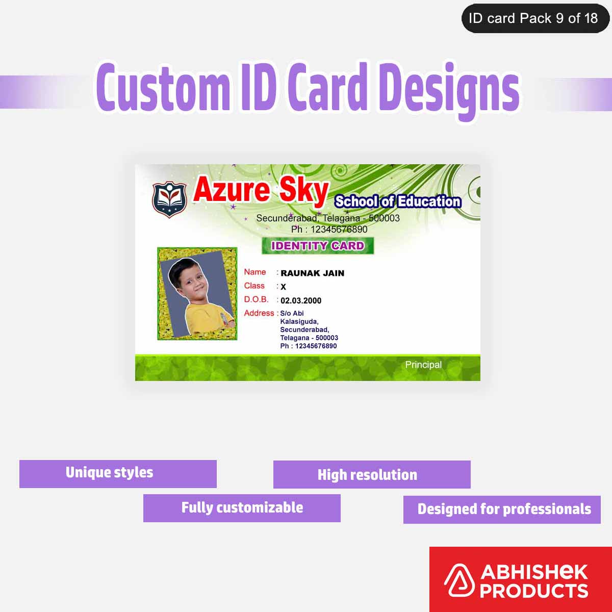 50 Custom ID Card Designs | Editable PSD Templates - View 19 - abhishekid.com