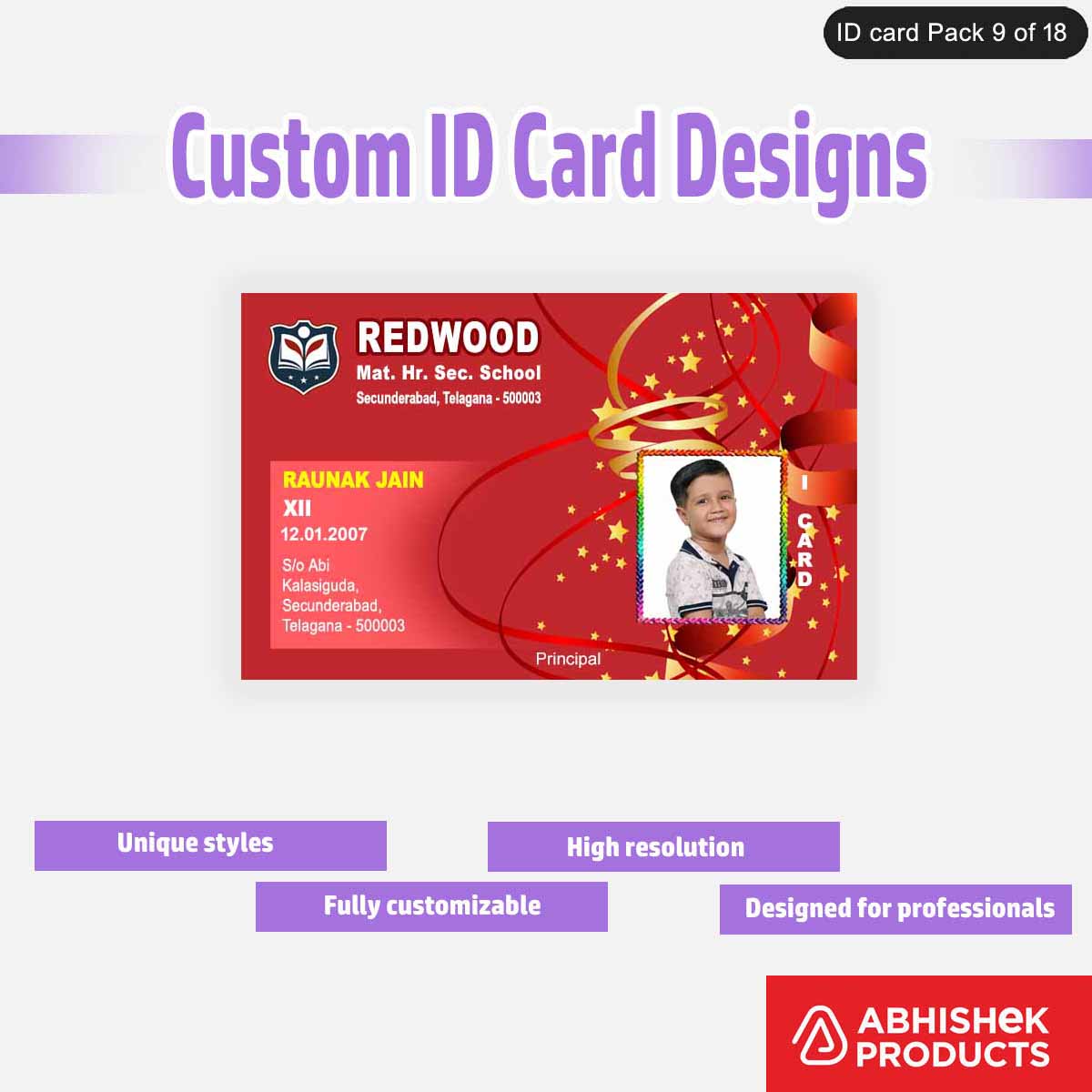 50 Custom ID Card Designs | Editable PSD Templates - View 18 - abhishekid.com