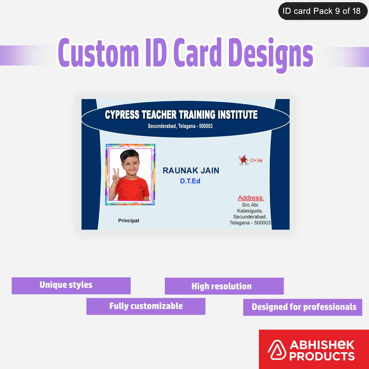 50 Custom ID Card Designs | Editable PSD Templates - View 17 - abhishekid.com