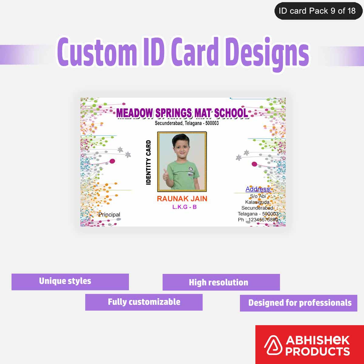 50 Custom ID Card Designs | Editable PSD Templates - View 15 - abhishekid.com