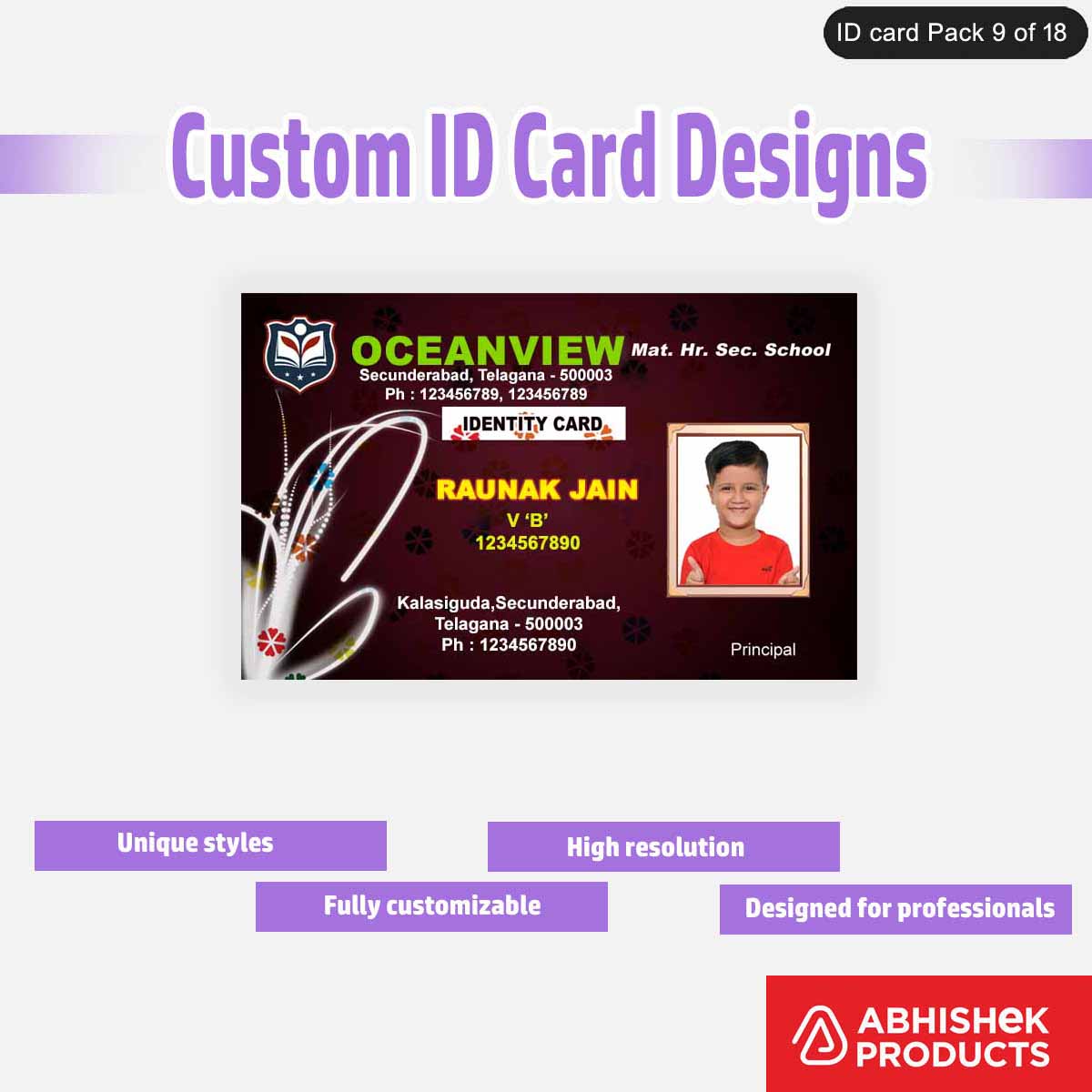 50 Custom ID Card Designs | Editable PSD Templates - View 14 - abhishekid.com