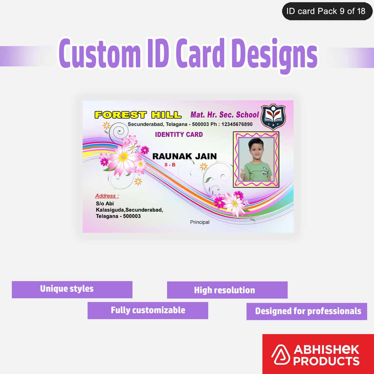 50 Custom ID Card Designs | Editable PSD Templates - View 11 - abhishekid.com