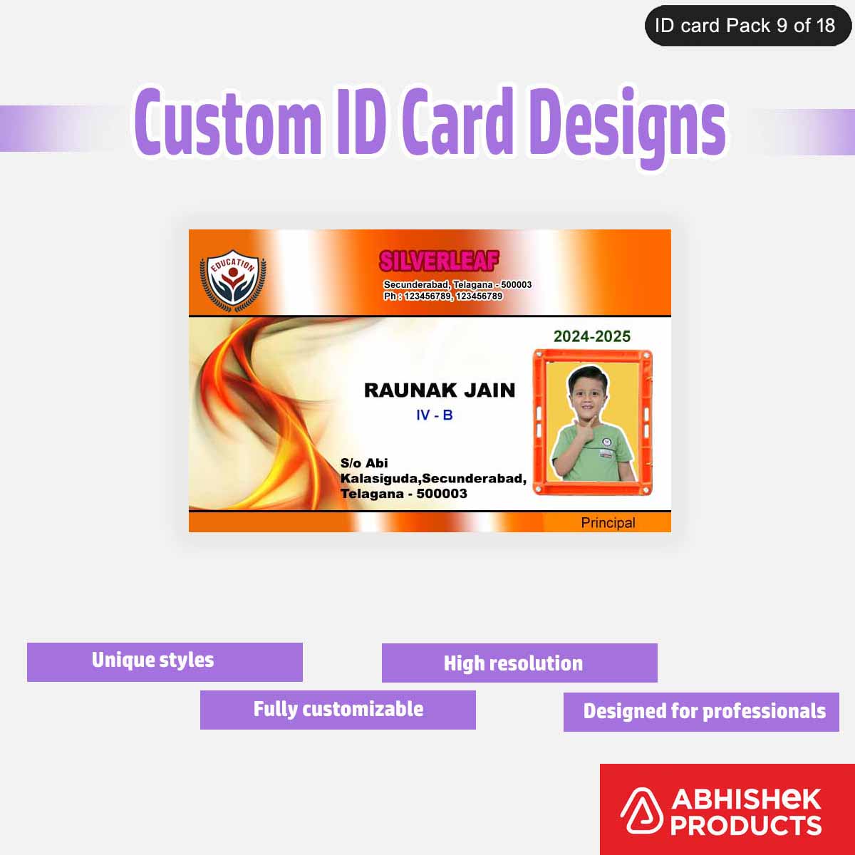 50 Custom ID Card Designs | Editable PSD Templates - View 4 - abhishekid.com