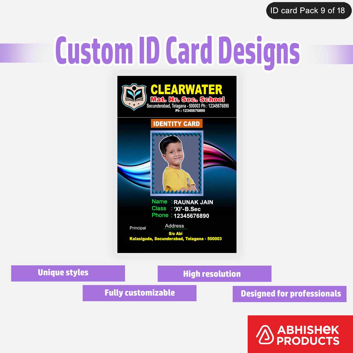 50 Custom ID Card Designs | Editable PSD Templates - View 47 - abhishekid.com