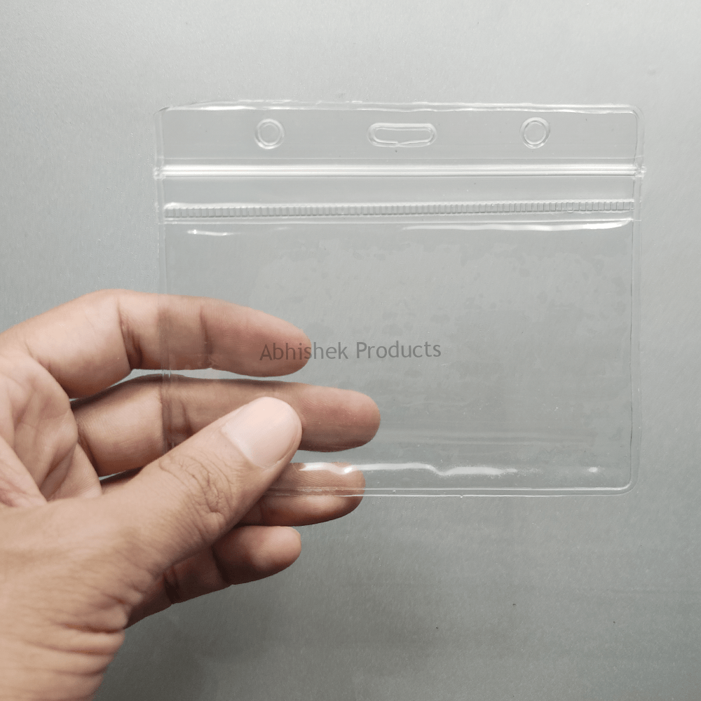 A002 10.5x6.5 cm Clear Waterproof ID Card Holder for employee identification and office use.