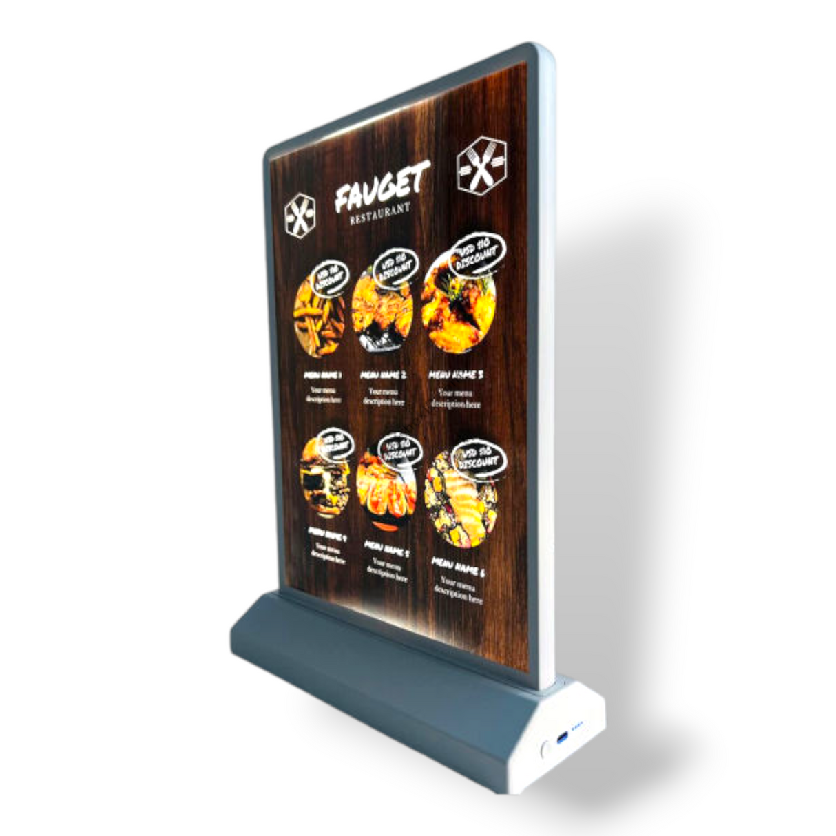 A3 LED Advertising Light Box menu display for commercial restaurant and cafe signage
