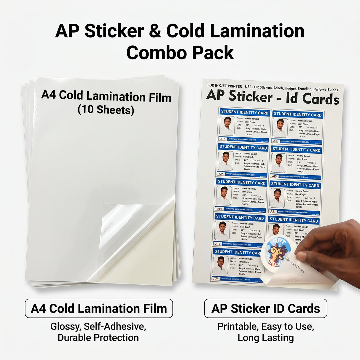A4 AP Sticker + A4 Glossy Cold Lamination Combo Kit