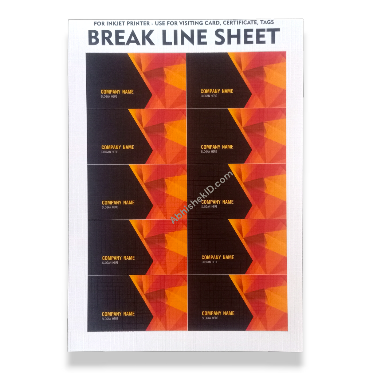 A4 Break Line Visiting Card Paper compatible with inkjet printers for custom corporate branding creation