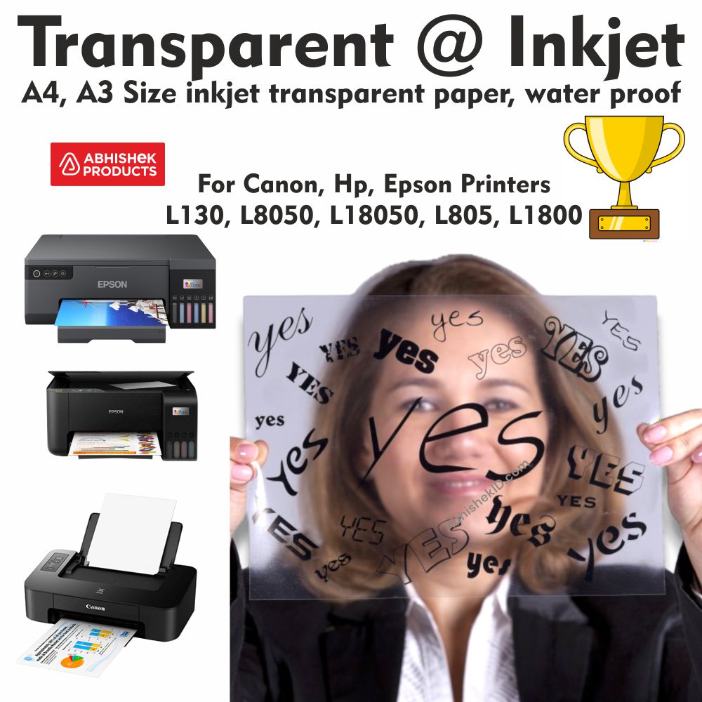 A4 100 మైక్ ట్రాన్పరెంట్ ఇంక్జెట్ షీట్ - ట్రోఫీలు, బుక్ కవర్లు, బహుమతుల కోసం