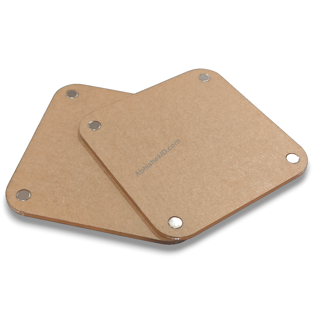 Square Fridge Magnet Frames holding custom artwork for retail souvenir manufacturing.