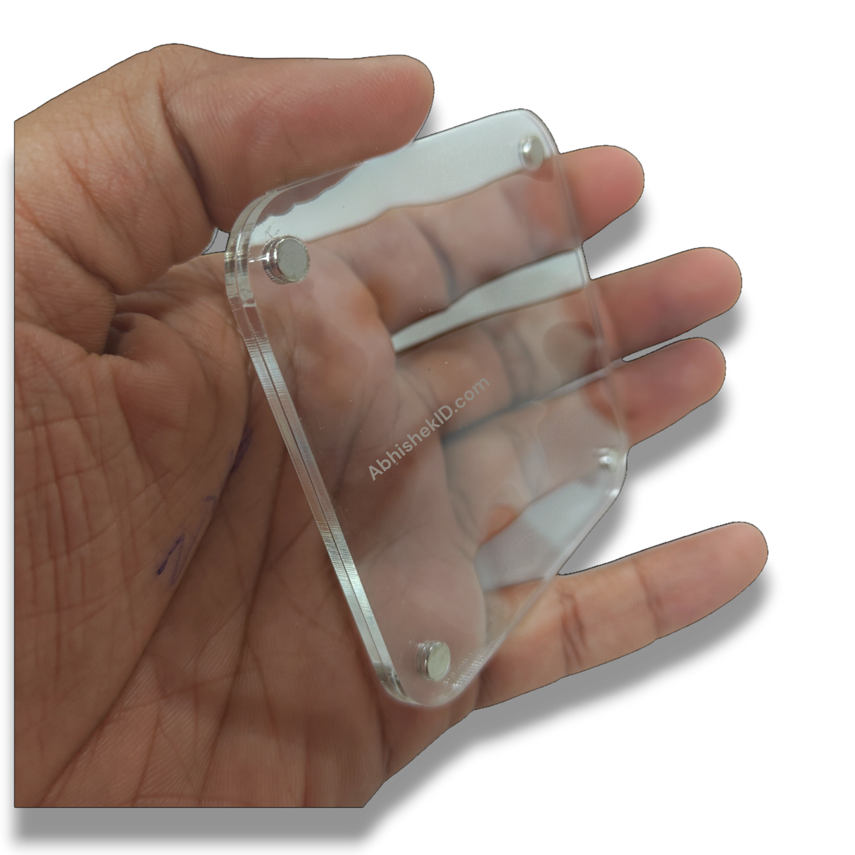 Acrylic Magnet 7x7 cm Photo Frames encasing brand images for corporate advertising materials.