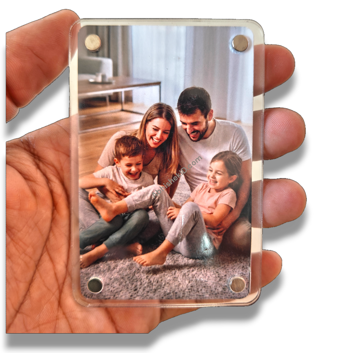 Acrylic Polaroid Magnetic Photo Frames 6x9 cm encasing company logos for advertising campaigns.