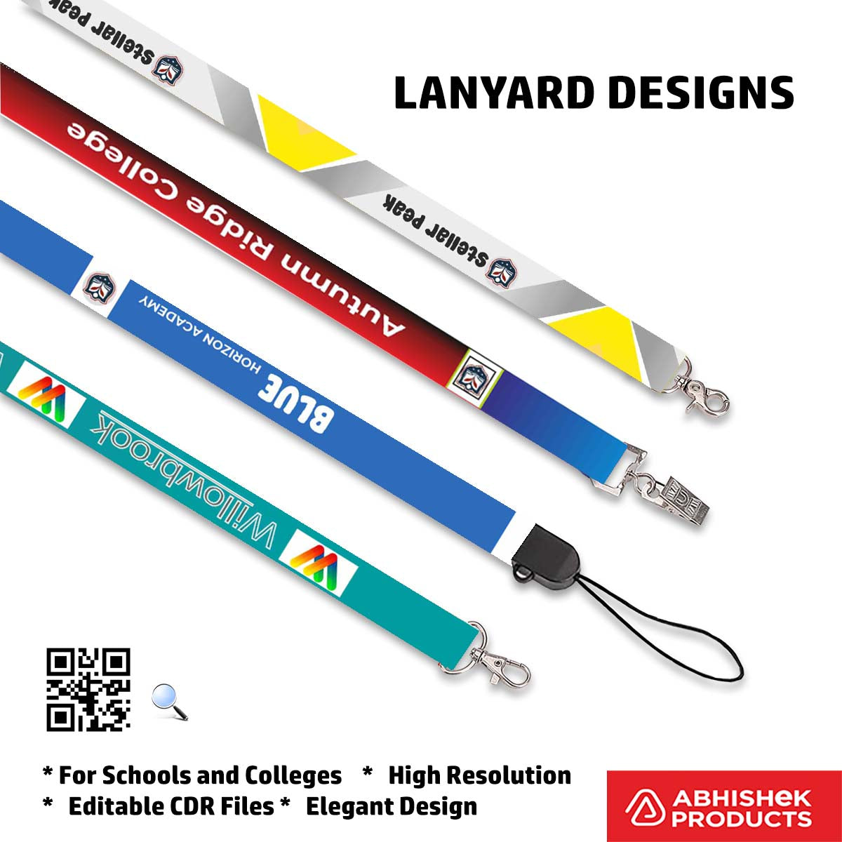 Geometric blue ID card lanyard design