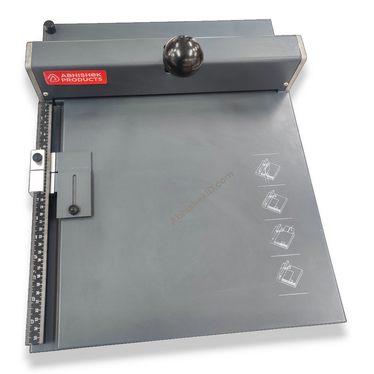 Close-up of metal base plate on 2-in-1 Manual Paper Creasing Perforation Machine for office use.