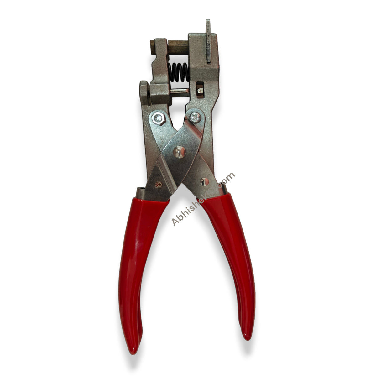 Dual corner slot punch side profile showing lever and metal body for PVC cards
