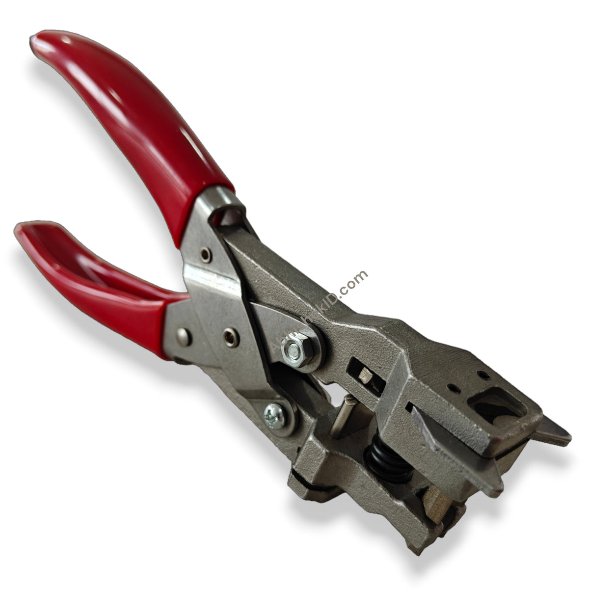 Red corner slot punch for PVC cards and laminated badge stock