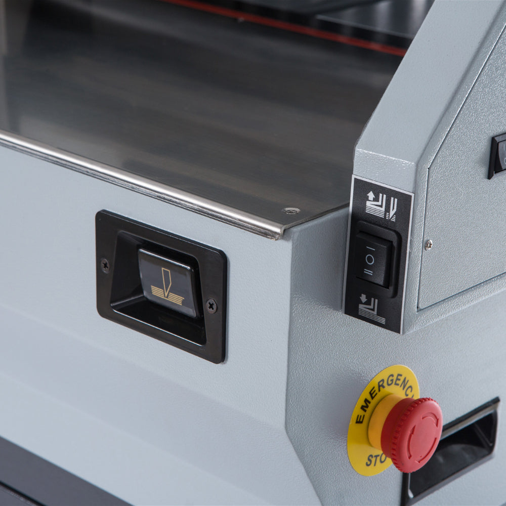 E490T Electric Paper Cutter 19 Inch for professional brochure sizing and exact margin trimming.