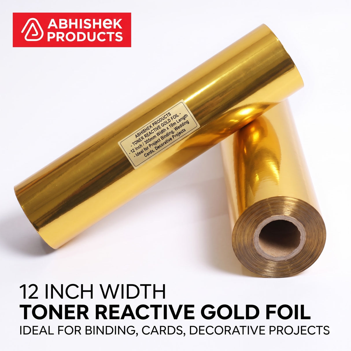 12 Inch x 112 Meter Gold Foil Metallic Roll (LaserJet) for binding, cards, decorative projects