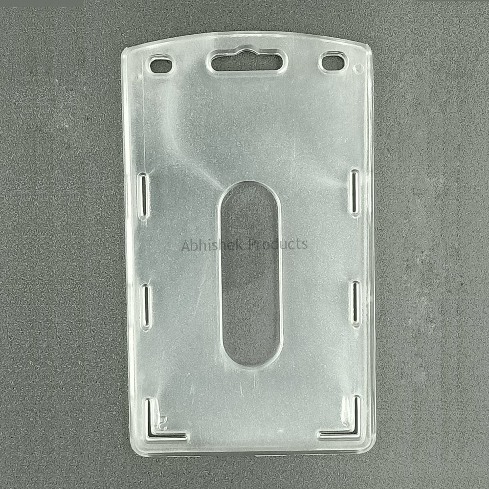 H133 Crystal Elite Vertical PVC ID Card Holder maintaining clear visibility for event staff pass scanning.