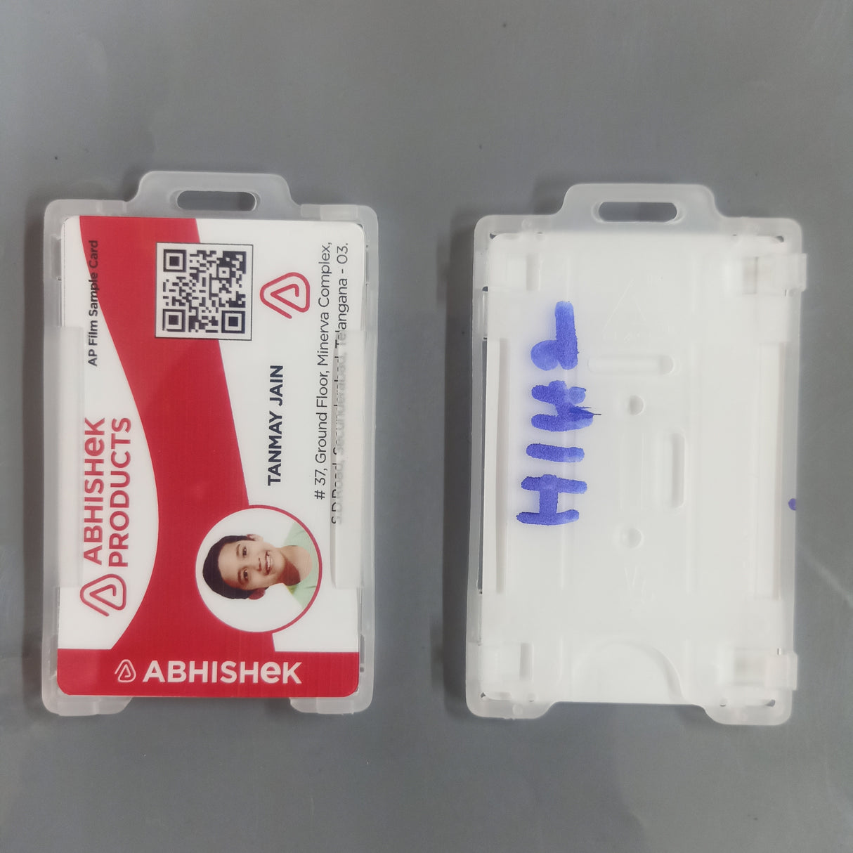 H142 Semi-Transparent Dual PVC Vertical ID Card Holder for secure corporate badging and double card management.
