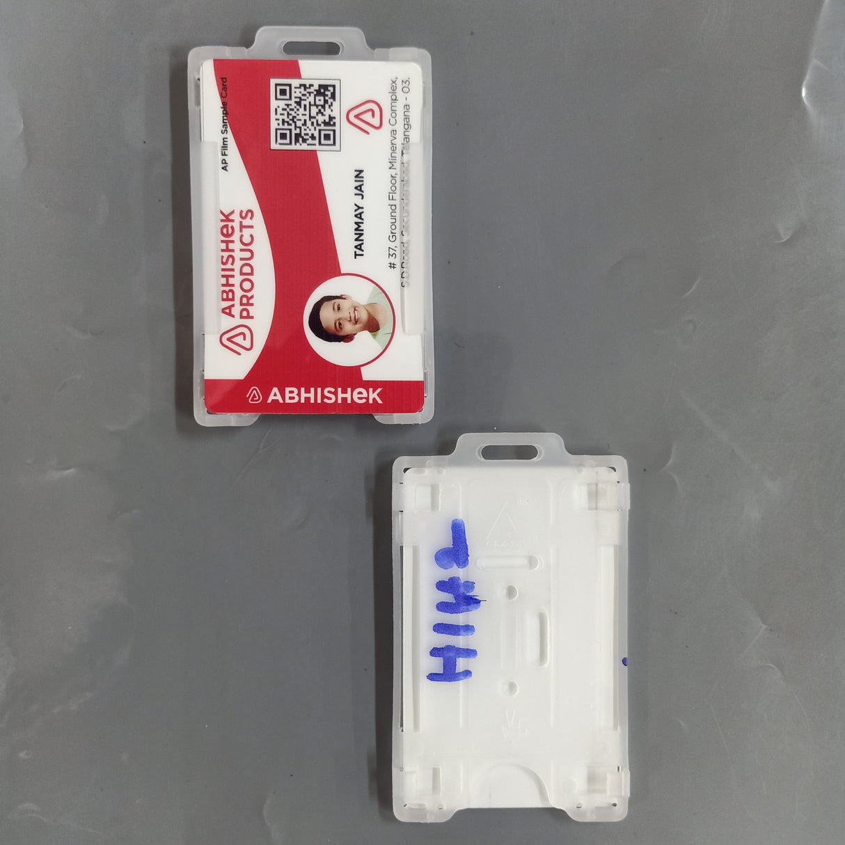 H142 Semi-Transparent Dual PVC Vertical ID Card Holder concealing sensitive smart cards for financial institution staff.