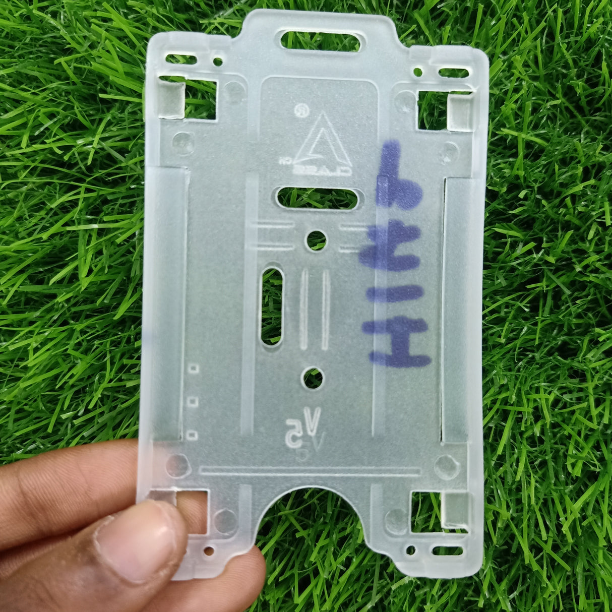 H142 Semi-Transparent Dual PVC Vertical ID Card Holder managing multi-access badges for school district administrative personnel.