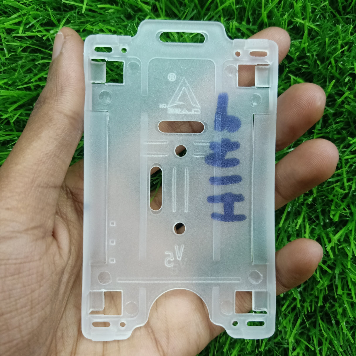 H142 Semi-Transparent Dual PVC Vertical ID Card Holder securing standard proximity passes for factory line workers.