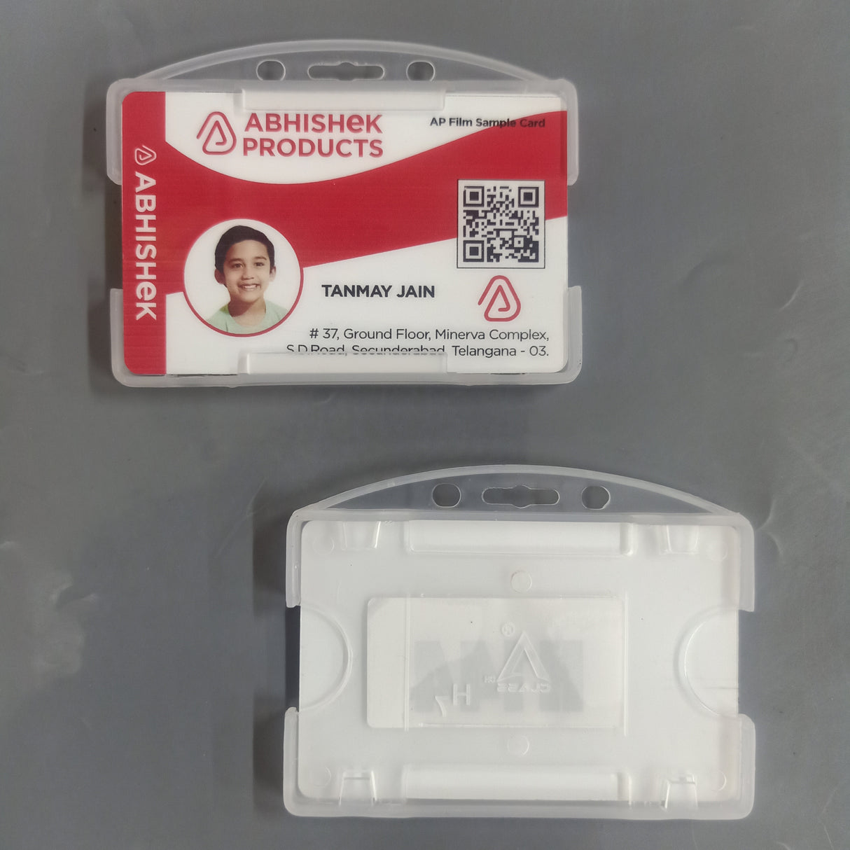 H144 Semi-Transparent Dual PVC Horizontal ID Card Holder securing multiple RFID tags for logistics warehouse personnel.