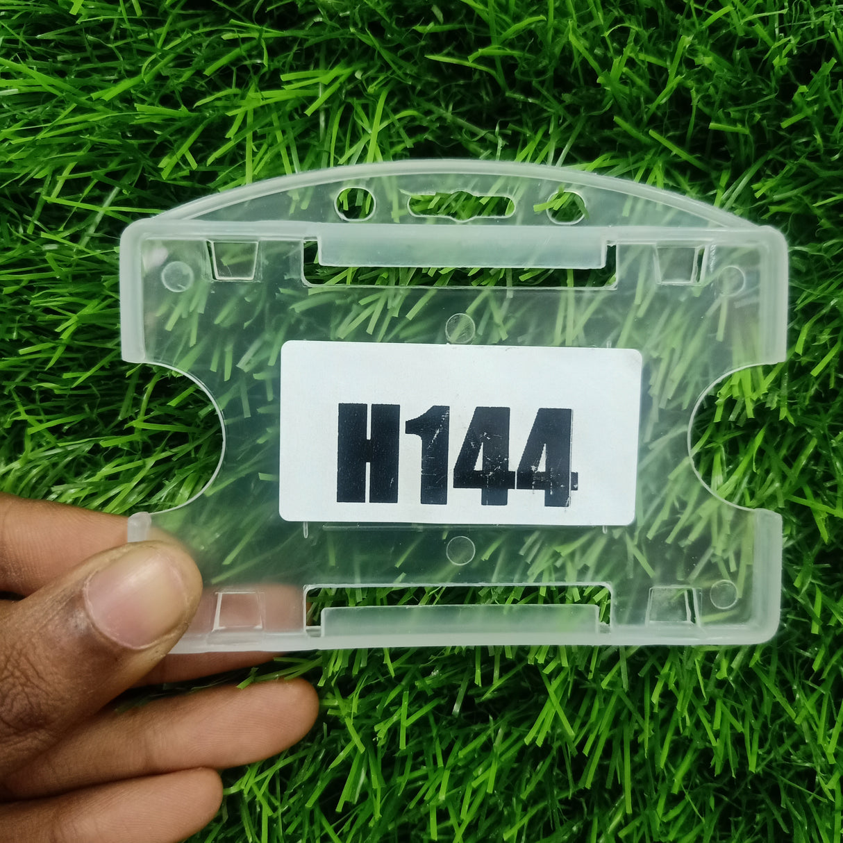 H144 Semi-Transparent Dual PVC Horizontal ID Card Holder organizing standard magnetic stripe cards for commercial access.