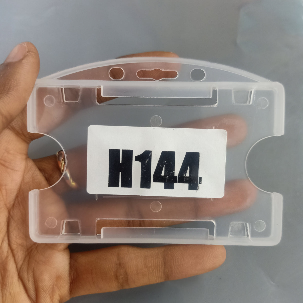 H144 Semi-Transparent Dual PVC Horizontal ID Card Holder protecting sensitive employee access passes in enterprise environments.