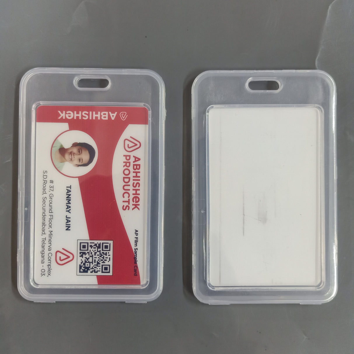 H158 Clear Suitcase ATM Size ID Card Holder for luggage identification and corporate business travel tracking.