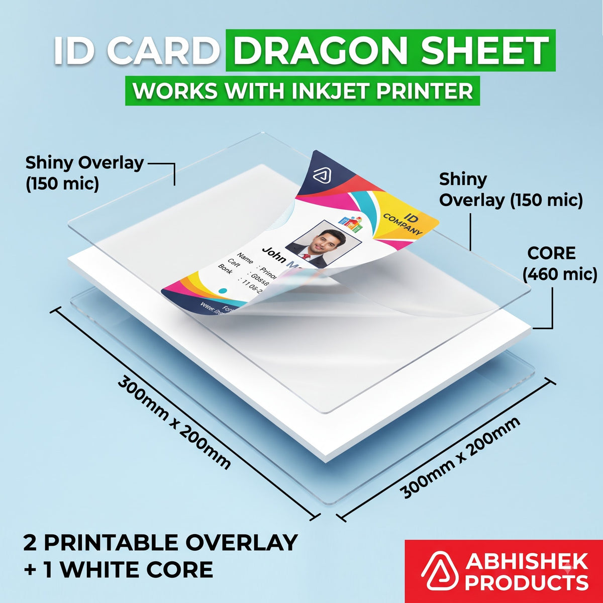 Printable A4 PVC dragon sheet 760 micron for ID card print shop workflow